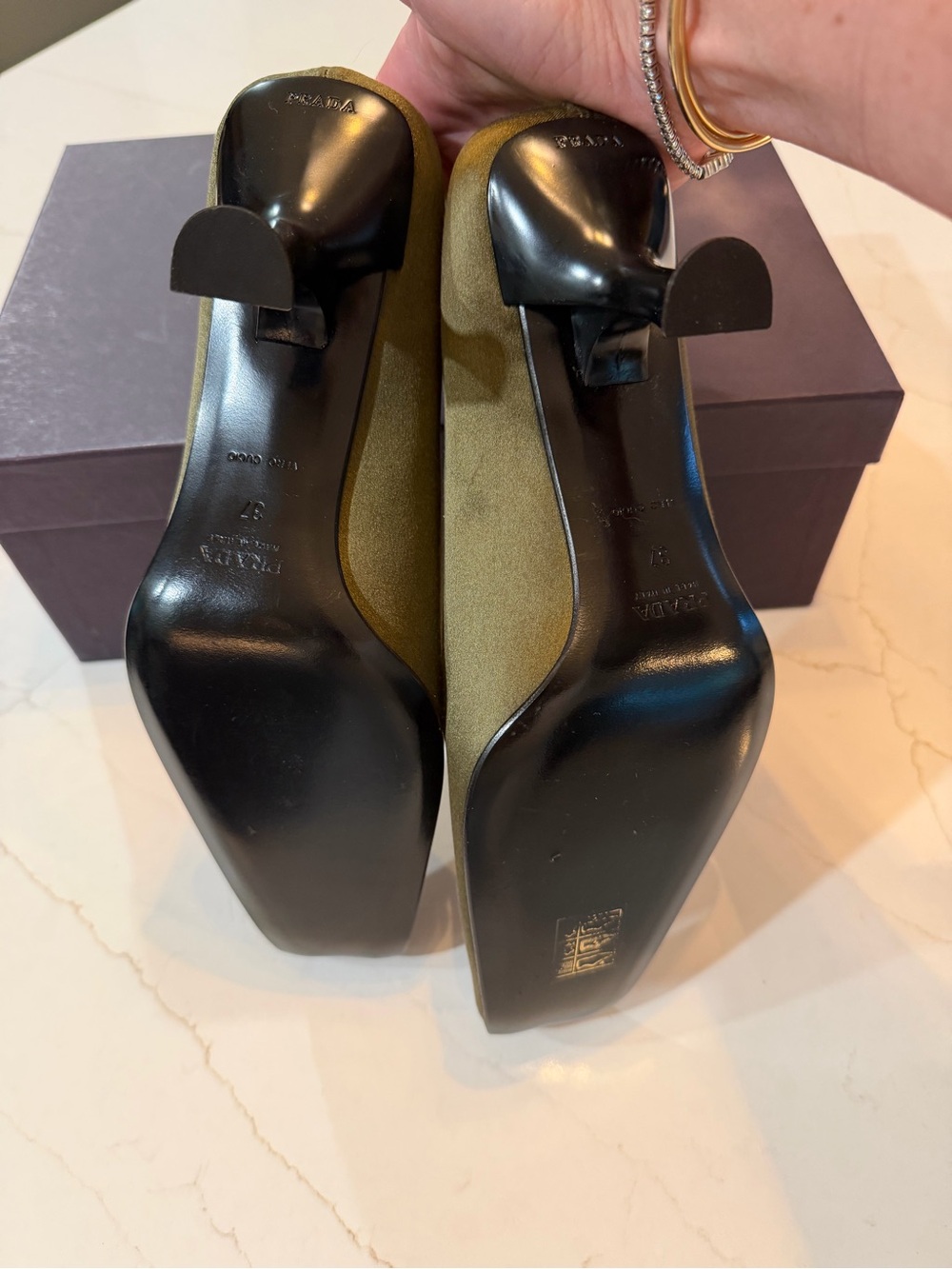 Vintage Prada "Tundra Raso" Satin Square Toe Heels - New With Original Box - Picture 9 of 9